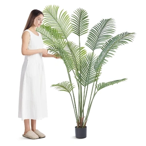 VEVOR Artificial Palm Tree, 1.8mTall Faux Plant, Secure PE Material & Anti-Tip Tilt Protection Low-Maintenance Plant, Lifelike Green Fake Tree for Hom
