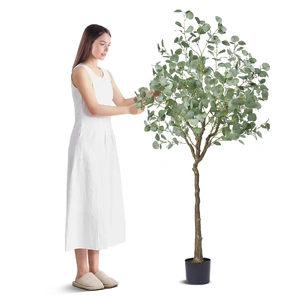 VEVOR Artificial Eucalyptus Tree, 15.2cm Tall Faux Plant, Secure PE Material & Anti-Tip Tilt Protection Low-Maintenance Plant, Lifelike Green Fake Pot