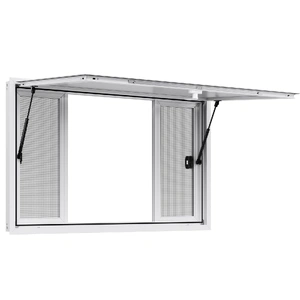 Concession Window 1346x838 mm, Aluminum Alloy Service Window for Food Truck, Up to 85 Degrees Stand Serving Window with 4 Sliding Windows, Awning Door