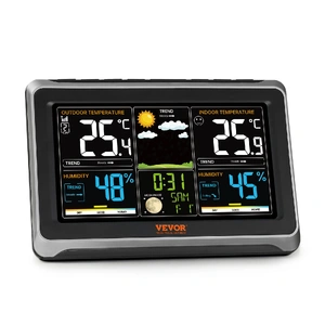 VEVOR Weather Station Indoor Outdoor, Large Color Display, Wireless Digital Home Weather Station, with Sensor Atomic Clock Adjustable Backlight Foreca