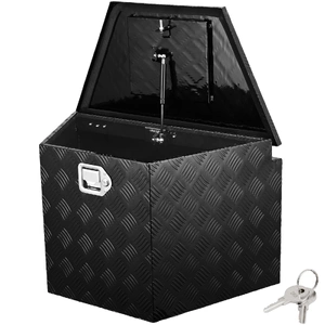 VEVOR Trailer Tongue Box, Aluminum Alloy Diamond Plate Tongue Box Tool Chest, Heavy Duty Trailer Box Storage with Lock and Keys, for Pickup Truck, RV,