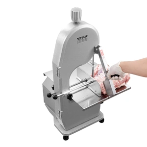 Commercial Electric Meat Bandsaw, 1800W Stainless Steel Countertop Bone Sawing Machine, 380 x 485 mm Workbench, 180 mm Max Cutting Thickness, Frozen M