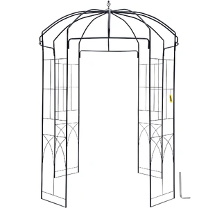 VEVOR Birdcage Shape Garden Arbor, 2.44m High, 1.59m Wide, Heavy Duty Wrought Iron Arbor, Wedding Arch Trellis for Climbing Vines in Outdoor Garden, B