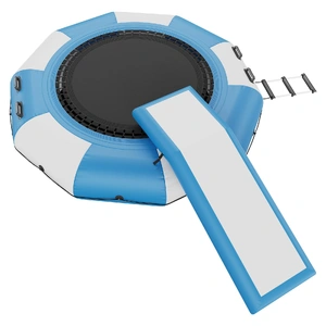 VEVOR Inflatable Water Bouncer, 10ft Recreational Water Trampoline, Portable Bounce Swim Platform with Slide, 3-Step Ladder & Electric Air Pump, Kid A