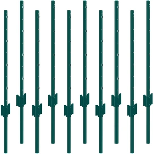 3 Feet Fence Post, 10 Pack U-Channel Heavy Duty Metal Fence Posts, Sturdy Steel Fence Stakes for Garden Yard, Lawn, Farms and Outdoor Wire Fencing, Gr
