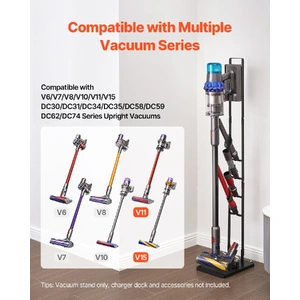 VEVOR Vacuum Stand, Compatible With Dyson V6 V7 V8 V10 V11 V15, Stable Vacuum Stand Holder with Wheels for Dyson DC30 DC31 DC34 DC35 DC58 DC59 DC62 D7