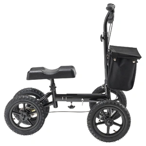 Folding Knee Scooter, Aluminum Steerable Knee Walker with Height-Adjustable Handlebar & Knee Pad, 12" All-Terrain Wheels, Dual Brakes, Leg Recovery Sc