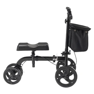 Folding Knee Scooter, Carbon Steel Steerable Knee Walker with Height-Adjustable Handlebar & Knee Pad, All-Terrain Solid Wheels, Dual Brakes, Leg Recov