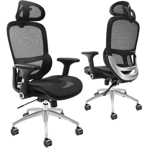 Mesh Office Chair, Adjustable High Back Desk Chair with Mesh Seat, Angle and Height Adjustable Home Office Chair with Lumbar and Head Support, Swivel 