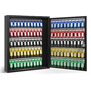 VEVOR 100-Key Cabinet, Key Lock Box with Adjustable Racks, Security Key Storage Box Steel, Key Organizer with 100 Colorful Key Tags and 2 Record Cards
