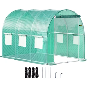 VEVOR Walk-in Tunnel Greenhouse, 3 x 2 x 2 m, Portable Plant Hot House with Galvanised Steel Frame, 1 Top Bar, Diagonal Poles, Zipper Door and 6 Roll-