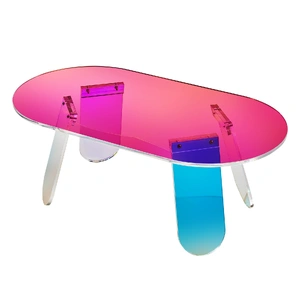 VEVOR Acrylic Coffee Table, Iridescent Acrylic End Table, 13.8 inch high Colorful Acrylic Side Table, for Coffee, Drink, Food, Snack used in Living Ro