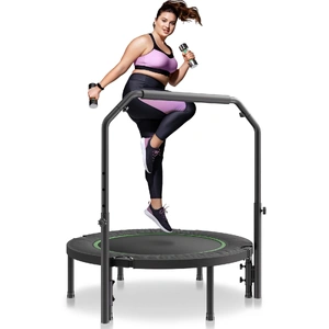 Foldable Mini Trampoline, 40 Inch Fitness Rebounder, Max Load 330lbs Exercise Trampoline, Stable & Quiet Trampoline with 4 Level Height Adjustable Foa