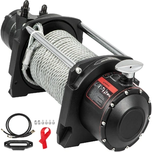 Industrial Hydraulic Winch 4535kg, Hydraulic Anchor Winch with 24m Strong Steel Cable, Hydraulic Drive Winch Adapter Kit, Utility Winch with Mechanica
