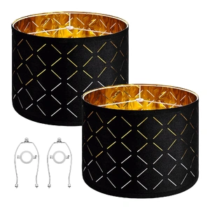 Drum Lamp Shade 2 Set, 33 cm Top x 33 cm Bottom x 25 cm High, Medium Drum Lampshade with Harp, Replacement Lamp Shade for Table Lamps Floor Lamps Pend