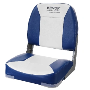 VEVOR Boat Seat, 480 mm Low Back Boat Seat, Folding Boat Chair with Thickened Sponge Padding and Hinge, Fold-Down Boat Captain Chair for Fishing Boat,