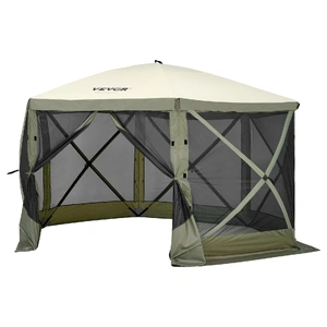 VEVOR Pop Up Gazebo Tent, Pop-Up Screen Tent 6 Sided Canopy Sun Shelter with 6 Removable Privacy Wind Cloths & Mesh Windows, 12x12FT Quick Set Screen 