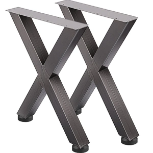 VEVOR Set of 2 Steel Table Legs, 28'Height 24'Wide Dining Table Legs, Heavy Duty 3.1" Square Box Section X Frame Table Legs, 28x24x3.1 Inch Original C