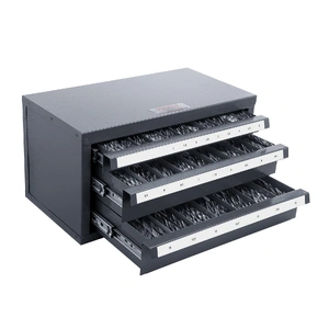 VEVOR Drill Bit Dispenser Cabinet, Three-Drawer Drill Bit Organizer Cabinet for 1mm to 13mm, Steel Drill Dispenser Organizer Cabinet with Labels, Stac