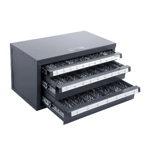 VEVOR Drill Bit Dispenser Cabinet, Three-Drawer Drill Bit Organizer Cabinet for A to Z, Steel Drill Dispenser Organizer Cabinet with Labels, Stackable