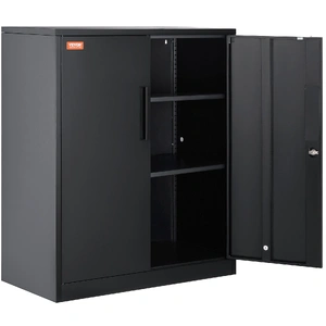 VEVOR Metal Storage Cabinet w/ 3 Keys 2 Adjustable Shelves & Magnetic Door Black