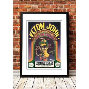 Elton John ‚ÄòWestern Springs‚Äô Auckland, NZ Concert Poster 1971 - Framed A2