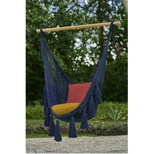 Deluxe Extra Large Mexican Hammock Chair in Outdoor Cotton Colour Blue