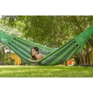Queen Size Outdoor Cotton Mexican Hammock in Jardin Colour