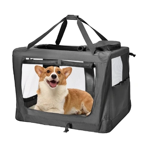 Foldable Dog Carrier Large Pet Travel Bag Portable and Breathable Car Travel Transport Kennel 72x52x52cm Load Up to 27kg with Steel Frame and Pocket B