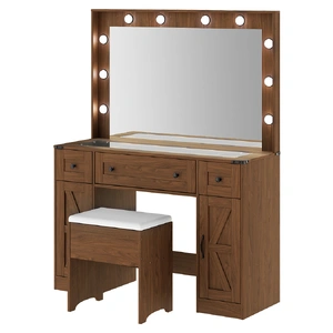 Dressing Table LED Makeup Mirror Stool Set Vanity Desk Cabinet 3 Drawers
