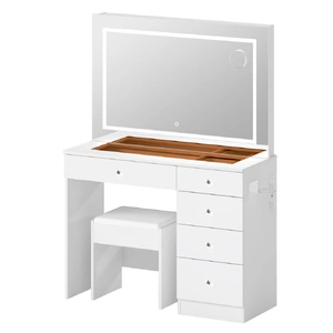 Dressing Table LED Makeup Mirror Stool Set Vanity Desk 5 Storage Drawer