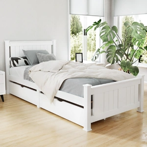 Cassilis Wooden Bed Frame Timber Single Size RIO Kids Adults Storage Drawers Base