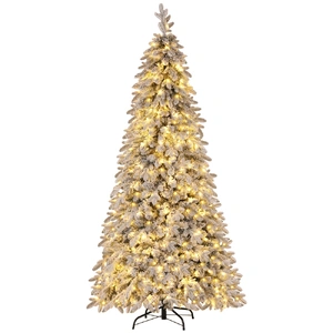 Jingle Jollys Christmas Tree 2.1m Flocking Pencil Tree LED Xmas 860 Tips White