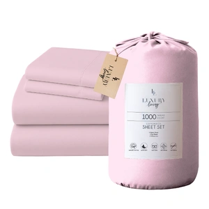 1000 Thread Count Cotton Rich Queen Bed Sheet Set 4-Piece Gift Pack in Pink