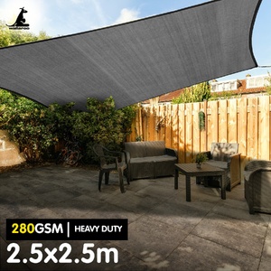 Wallaroo 280GSM Outdoor Sun Shade Sail Canopy Grey Square 2.5m x 2.5m