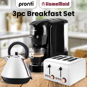 3-in-1 Breakfast Set Kettle, 4-Slice Toaster and Coffee Machine Applianc