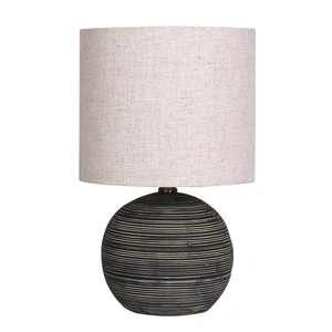 Ceramic Table Lamp With Striped Pattern In Antique Black