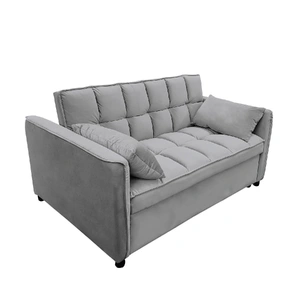 Sarantino Quincy 2-Seater Velvet Sofa Bed in Dark Grey with Wooden Frame & Tufted Design