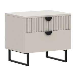 Tessa Fluted 2-Drawer Bedside Table - Taupe