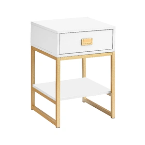 Alessia Bedside Table In White/gold