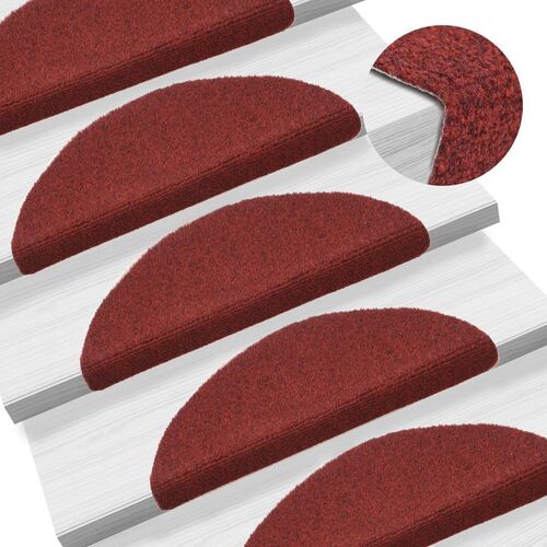 15 pcs Self-adhesive Stair Mats Needle Punch 54x16x4 cm Red