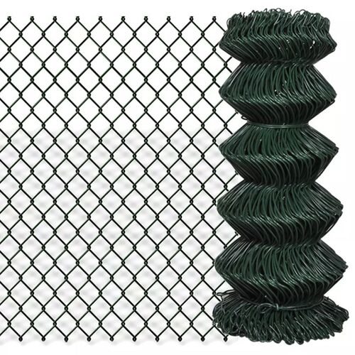 140343 Chain Link Fence Steel 0,8x15 m Green