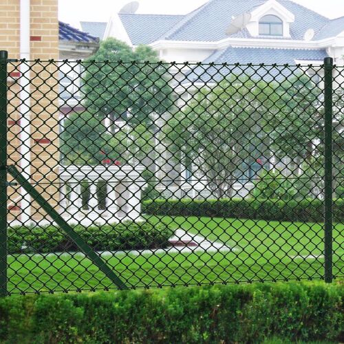 140353 Chain Link Fence with Posts Steel 1x15 m Green