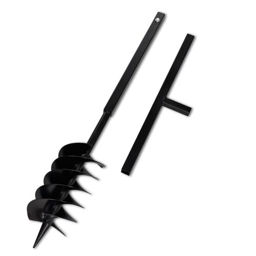Ground Drill with Handle Auger Bit 150 mm Three Spirals Steel Black