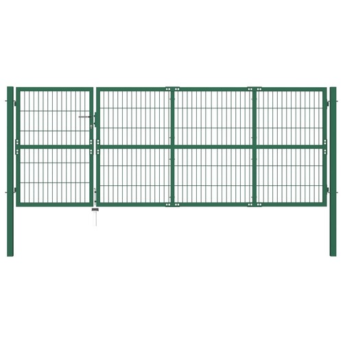 Garden Fence Gate with Posts 350x120 cm Steel Green