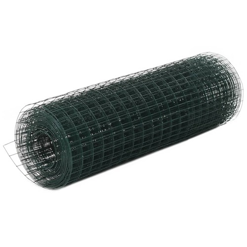 Chicken Wire Fence Steel with PVC Coating 10x0.5 m Green
