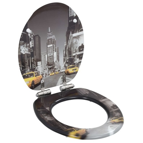 WC Toilet Seat with Soft Close Lid MDF New York Design