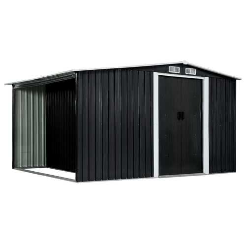 Garden Shed with Sliding Doors Anthracite 329.5x205x178 cm Steel