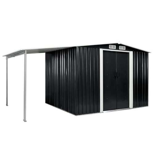 Garden Shed with Sliding Doors Anthracite 386x205x178 cm Steel