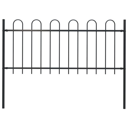 Garden Fence with Hoop Top Steel 1.7x0.8 m Black